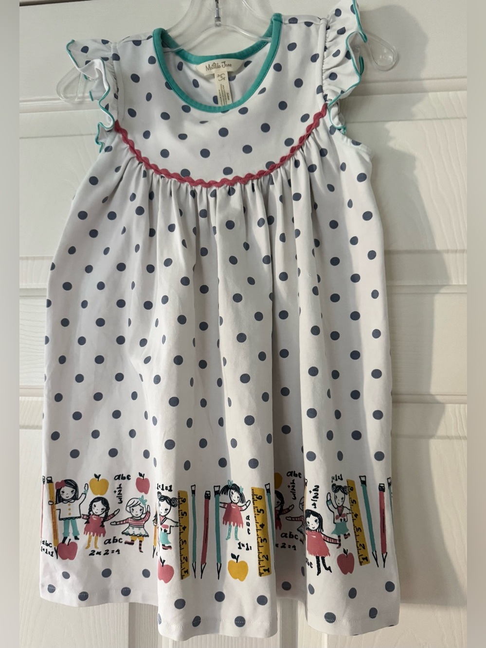 Matilda Jane Girls' White Navy Polka Dot Schoolhouse Dress size 6